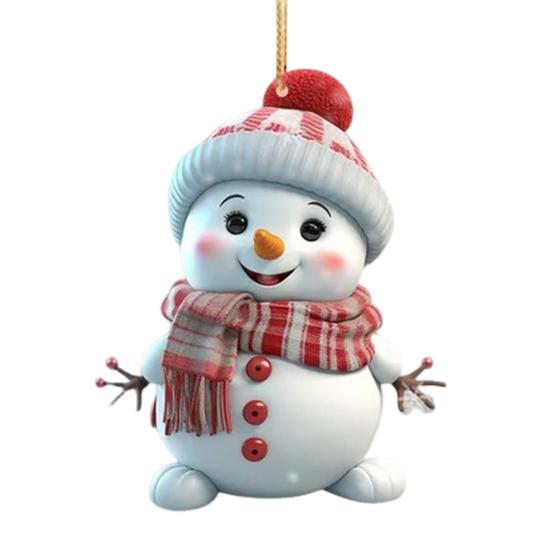 5Pcs Cute Cartoon Snowman Ornaments Acrylic Hanging Decor for Christmas Tree Car Rearview Mirror Holiday Home Display Decorations