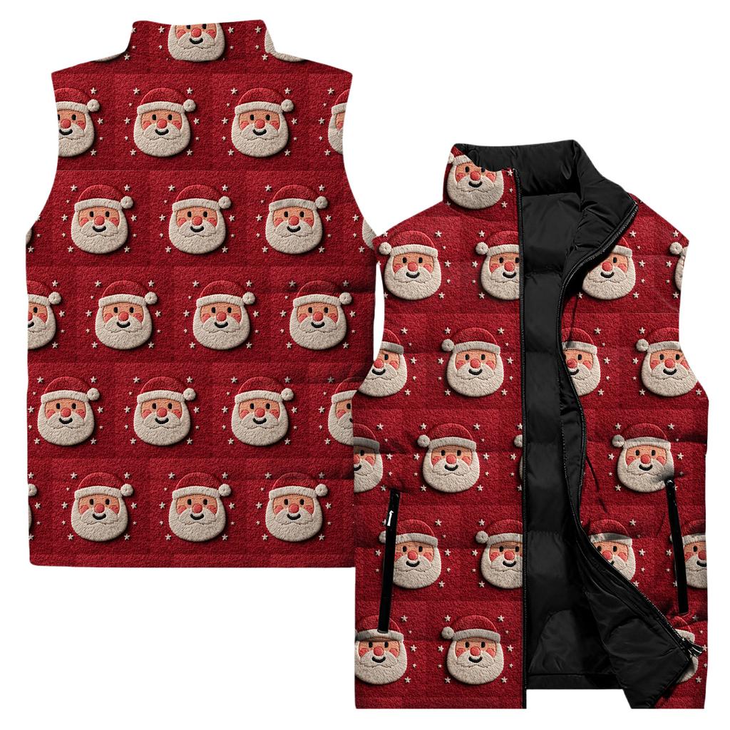 Ladies' Casual And Fashionable Sleeveless Vest Christmas Printed Cotton Jacket