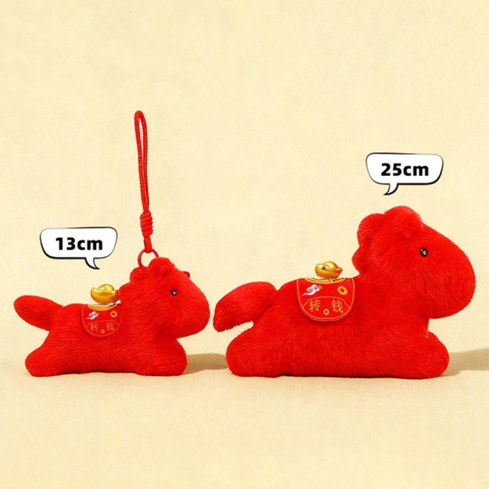 Creative Pullable Plush Horse Pendant 13/25cm Cartoon Steed Doll  Festive Decor