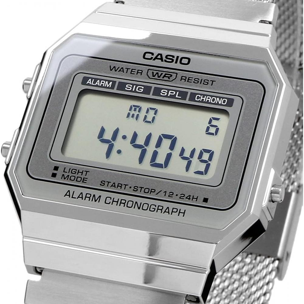 Casio Digital Watch Metal Mesh Band A700wm 7a Silver