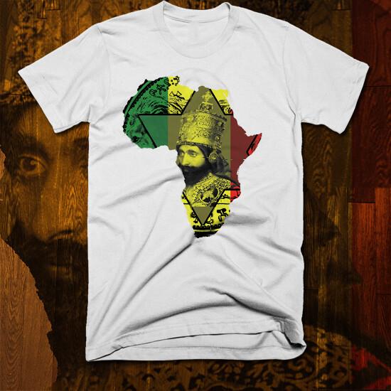 

Haile Selassie I Reggae t-shirt African Map 90s dancehall Jamaican 80s Dubplate XL