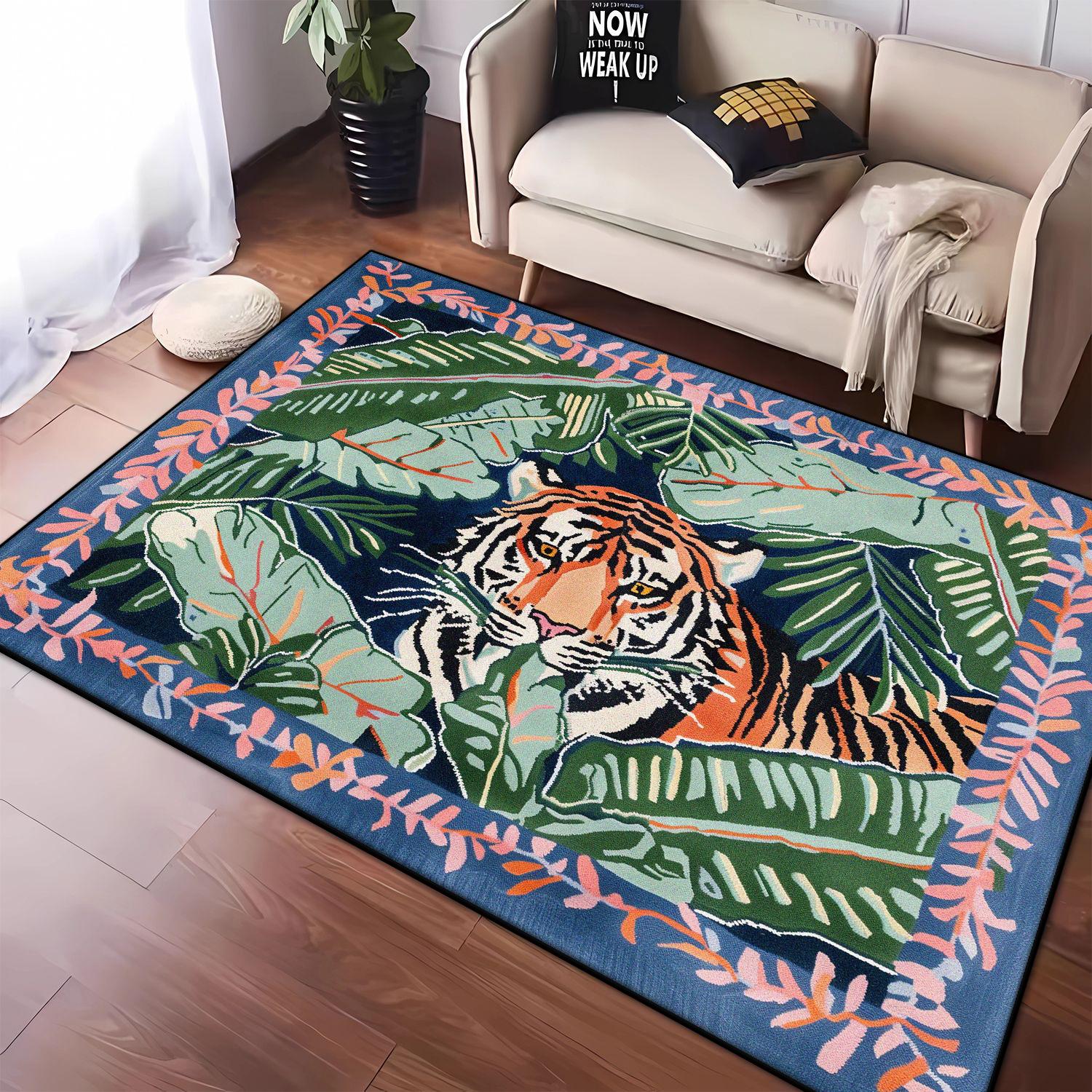 

Modern Big Size Tiger Pattern Rugs Soft Non-slip Carpet for Living Room Bedroom Kids Foldable Easy Clean 60*90cm