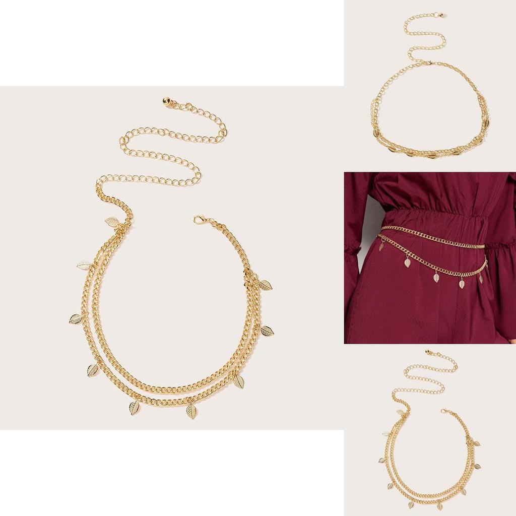 Bohemian Waist Chain For Women With Shell And Leaf Motifs And Metal Finish