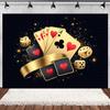 Casino Poker Chips Theme Birthday Party Decorations Playing Cards Money Golden Glitters Red Curtain BalloonS Cake Topper Banner