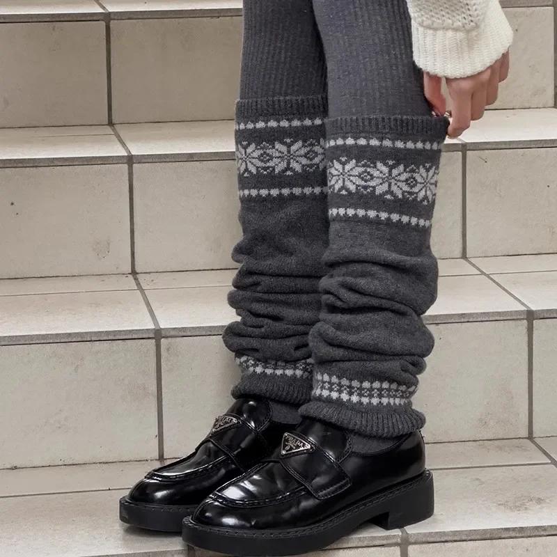

Winter Wool Leg Warmers Women Warm Knitted Foot Cover Knee Socks JK Lolita Girls Long Socks Stockings Leg Warmers Autumn Sock One Size темно-серого