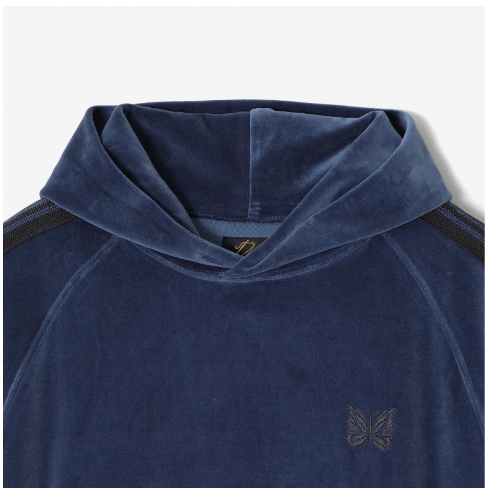 Needles Ns252 B Smoke Blue Velour Track Hoodie For Men