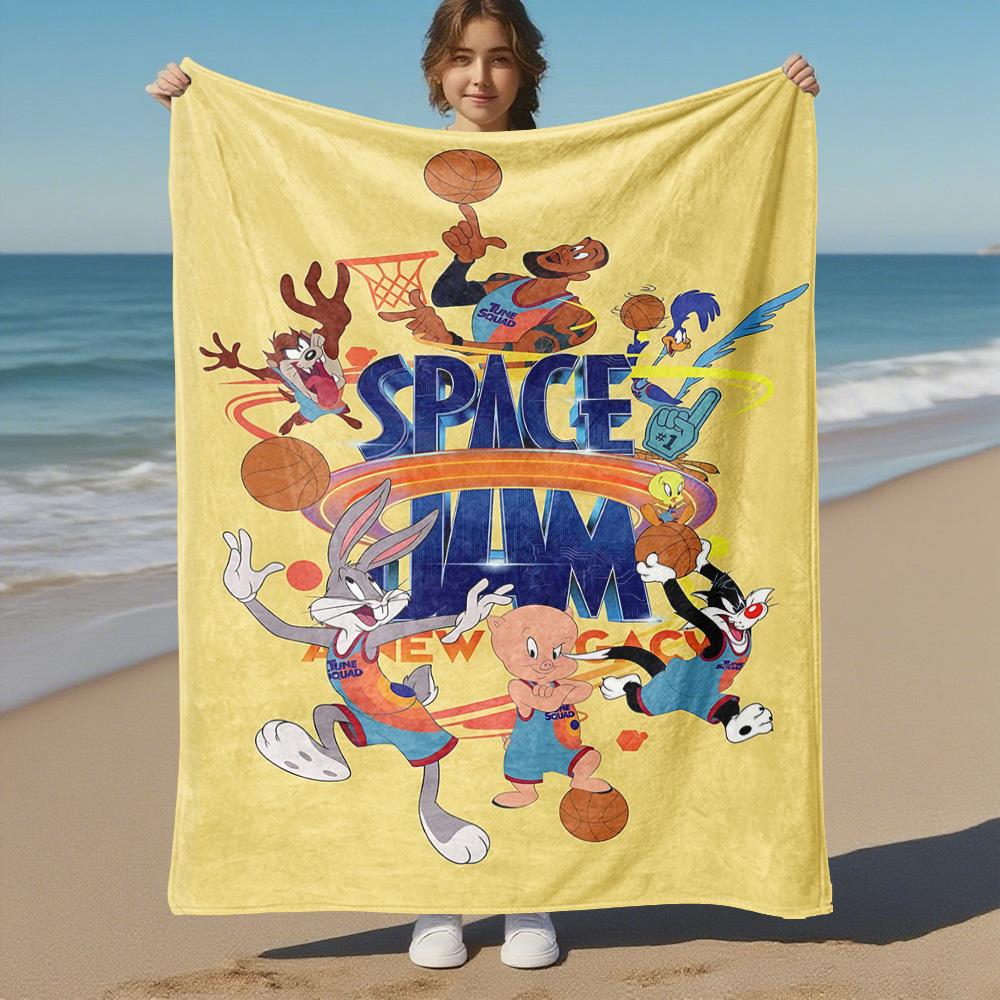 1PC Space Jam: A New Legacy Tune Squad Outdoor Flannel Blanket Soft Plush Decor for Picnics, camping,Bedroom, Playroom, Office1226A
