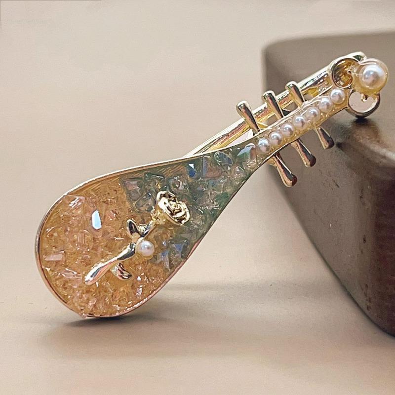 Fermacapelli a Forma di Rosa in Stile Cinese Vintage - Fermaglio Laterale con Motivo Pipa, Fermaglio Metallico Floreale Retrò, Elegante Accessorio per Capelli di Nicchia