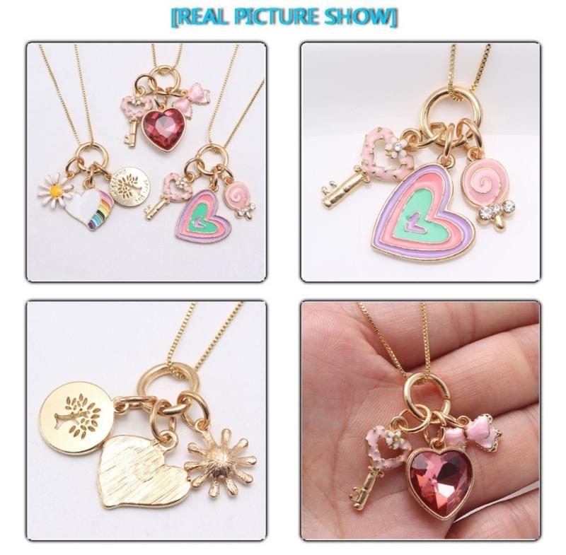 Lovely Peach Heart Charm Neck Chain Long Chain Pendant Necklace Drop Oil Choker