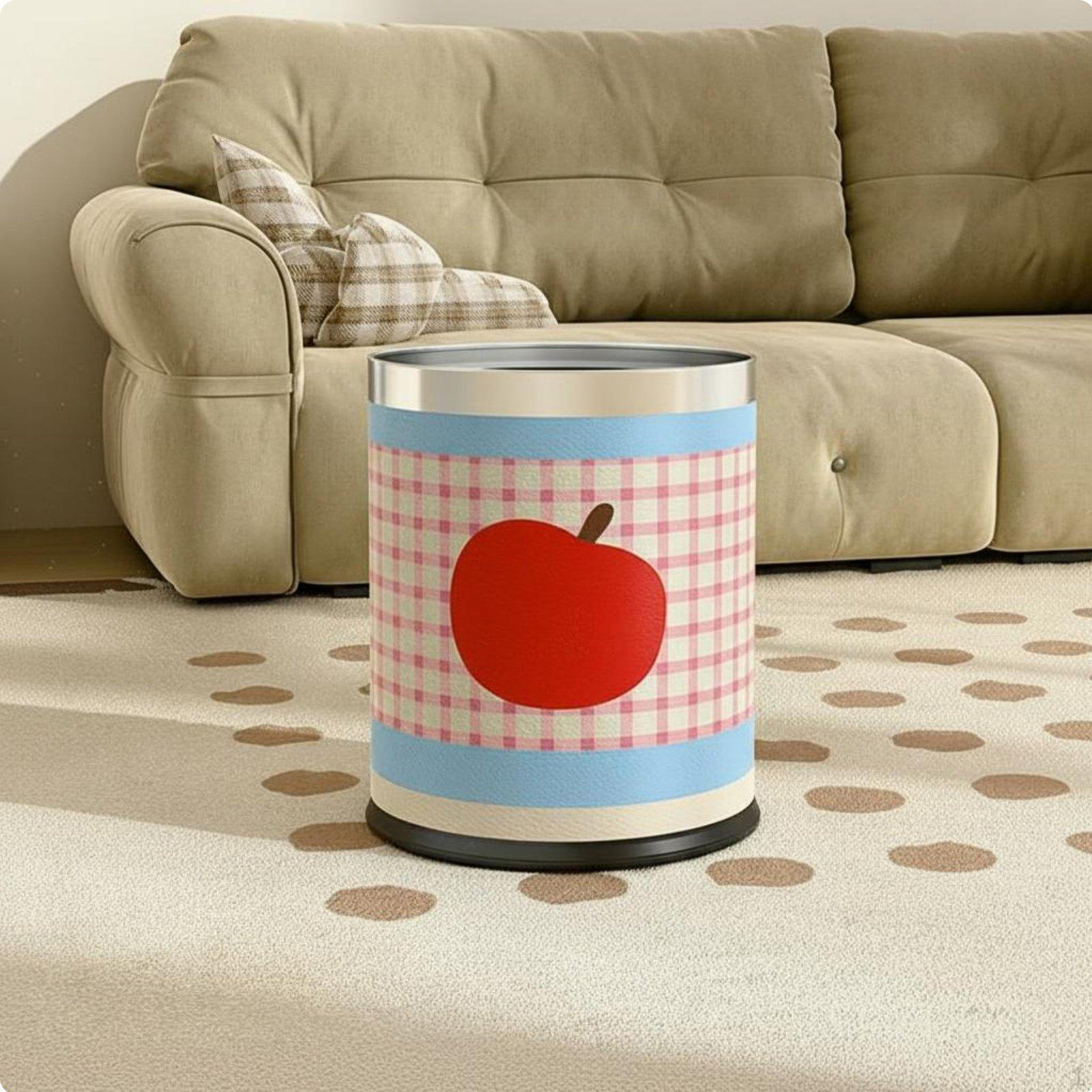 Trash Can Large Capacity Double Layer Waste Bin Wide Opening Top Garbage Living Room, Apple Paradise