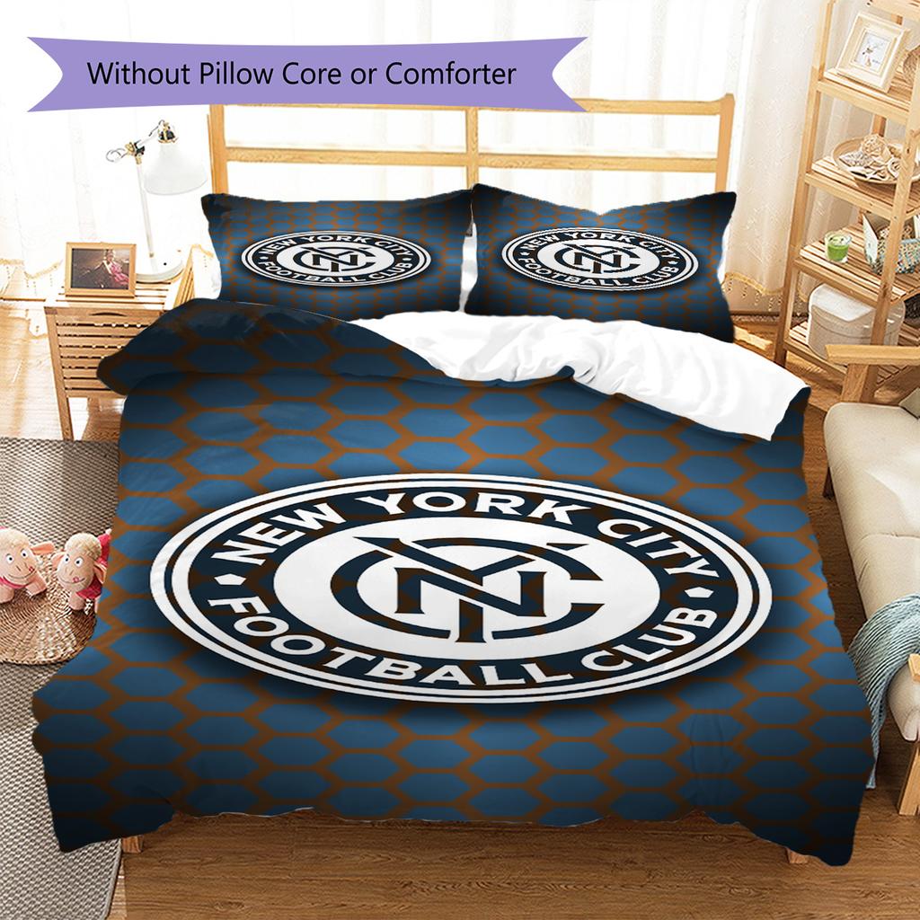 New York City FC Pattern Bedding Set Quilt Cover Pillowcase Home Decor Gift (1 * Duvet Cover + 2 * Pillowcase, Without Core)