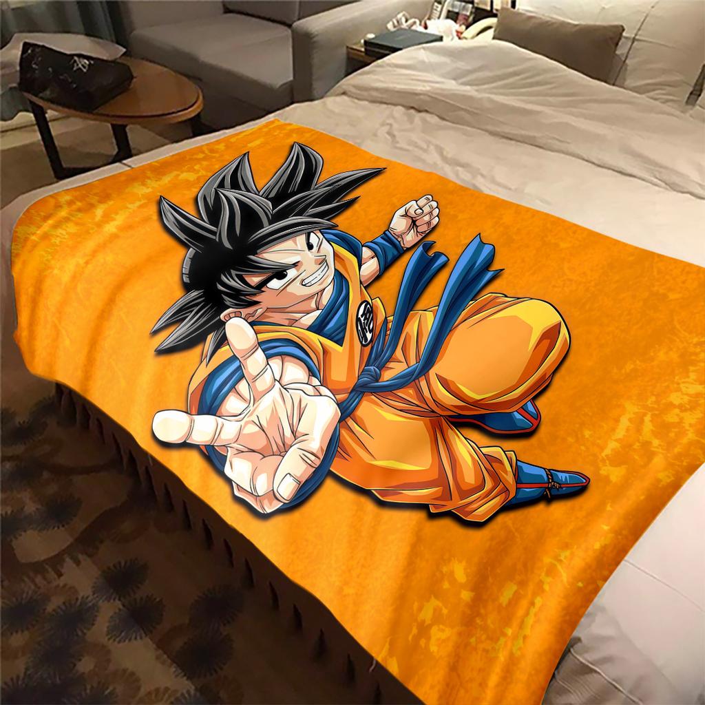 1PC Son Goku  Print Flannel Blanket, High Quality All Seasons, Home Decor, Warmth and Comfort, Perfect for Christmas Gifts