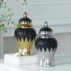 Pote de Cerâmica Oco Dourado Tanque de Armazenamento Pote de General Vaso de Flores Artesanato de Porcelana Acessórios de Decoração para Casa