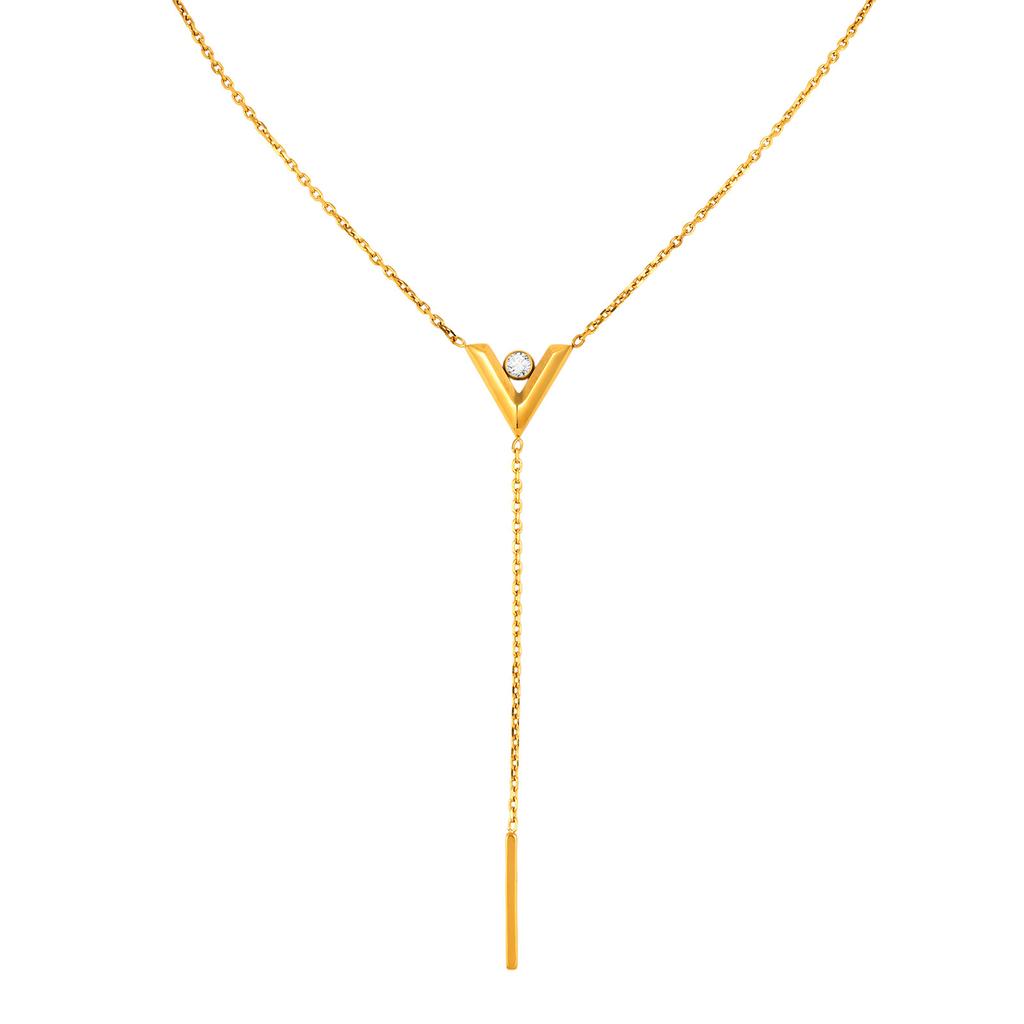 Ladies Stainless Steel Corner Cross Chain Y Necklace, Fashion Collarbone Chain Accessories Nc-2251