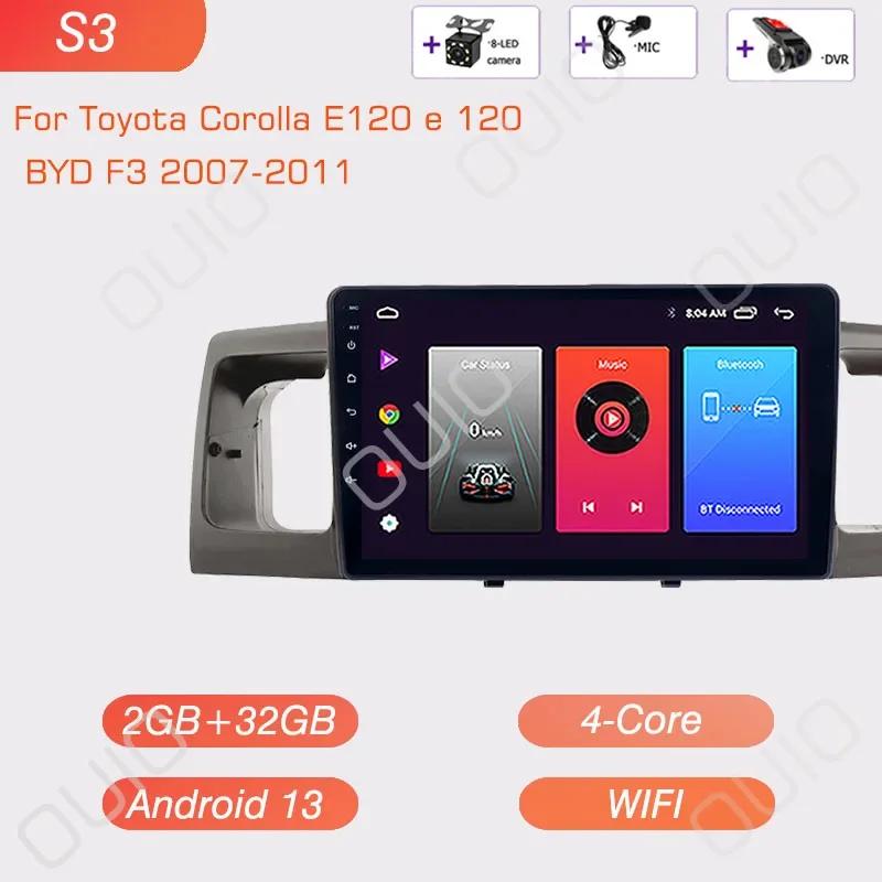 2DIN Android 13 Radio For Toyota Corolla E120 E 120 BYD F3 2007-2011 Car Stereo Multimedia Player Carplay Auto GPS Navigation