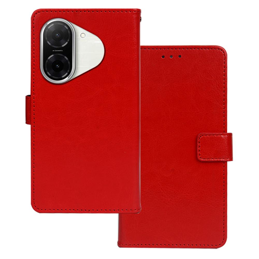 

IDEWEI Для Xiaomi Redmi A5 4G (171,7 мм)/Чехол для Poco C71 4G Кошелек Кожаный чехол для телефона Текстура Crazy Horse Red