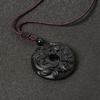 Obsidian Dragon Double Pixiu Peace Pendant Necklace for Men and Women