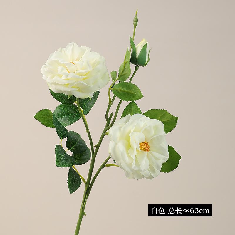 Feel moisturizing simulation 3 roses, high-quality wedding home furnishing hotel decoration fake flower ornament simulation roses белый
