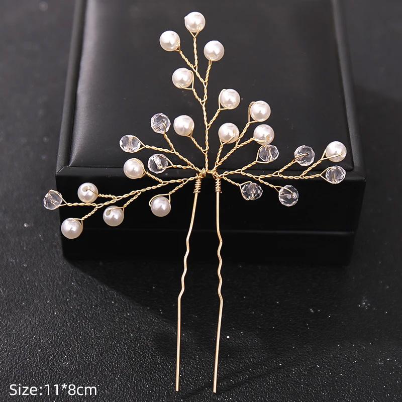 Fashion Crystal Pearl Rhinestone Hairpins Stick Hair Clip For Women Bridal Hair Accessories Party Wedding Hair Clips Jewelry