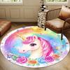 unicorn rainbow round carpet flannel kids room magical fantasy decor colorful floor mat playful area rug dreamy childrens space