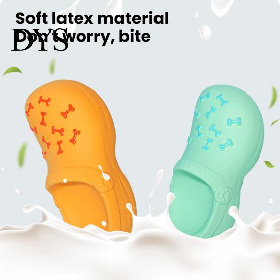 Puppy Chewing Toy Squeaky Slipper Dog Chew Bite Resistant Aggressive Chewer Latex Slide Built-in Squeaker Shoes Interactive Small Teething Cleaning