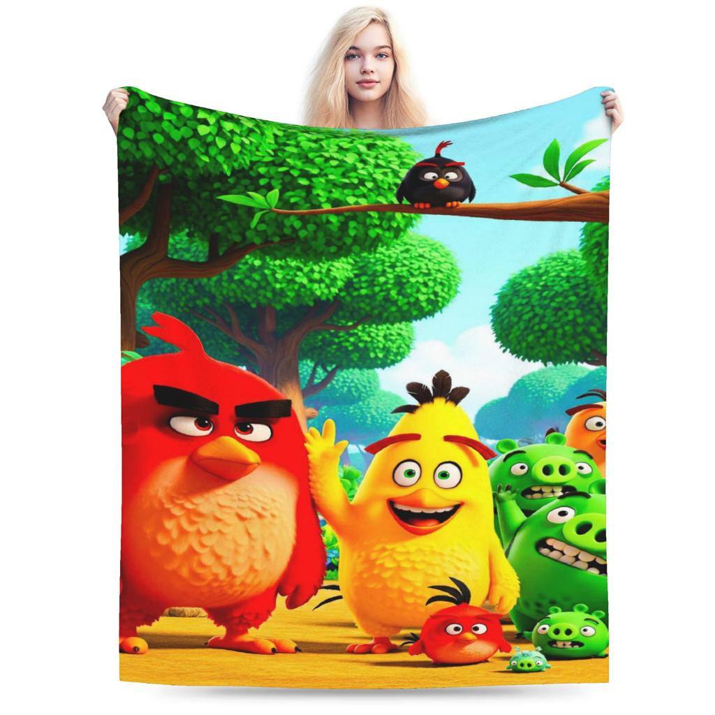 Angrys-birds Shooting Game Blanket Soft Coral Fleece Plush Healing Gifts Throw Blanket Rug Piece