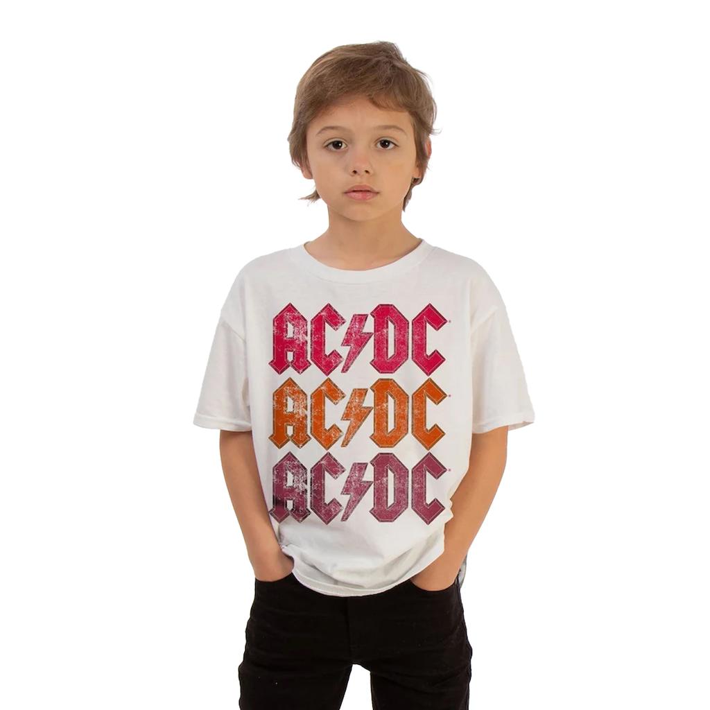 AC/DC Boys Repeat Logo Distressed T-Shirt