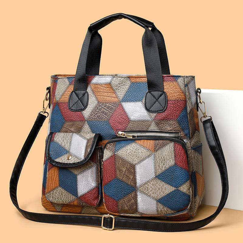 Retro bag, soft leather, fashionable fashion item, double pocket, single shoulder, diagonal cross bag