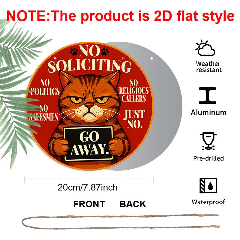 2D Flat 1pc Aluminum Decorative Piece Featuring a “No Soliciting” Design 7.87 Inches × 7.87 Inches Perfect for Decorating Bars, Kitchens, Cafes