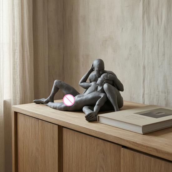 Nude Male Statue 3D Printed 2 Naked Men Figurine Minimalist Naked Body Sculpture for Modern Home Desktop Decor