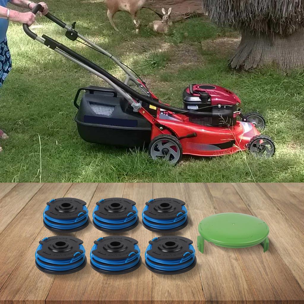 6pcs Spool Set and 1 Cap for Greenworks Models 27 Feet of Nylon Line for Effective Lawn Maintenance and Trimming