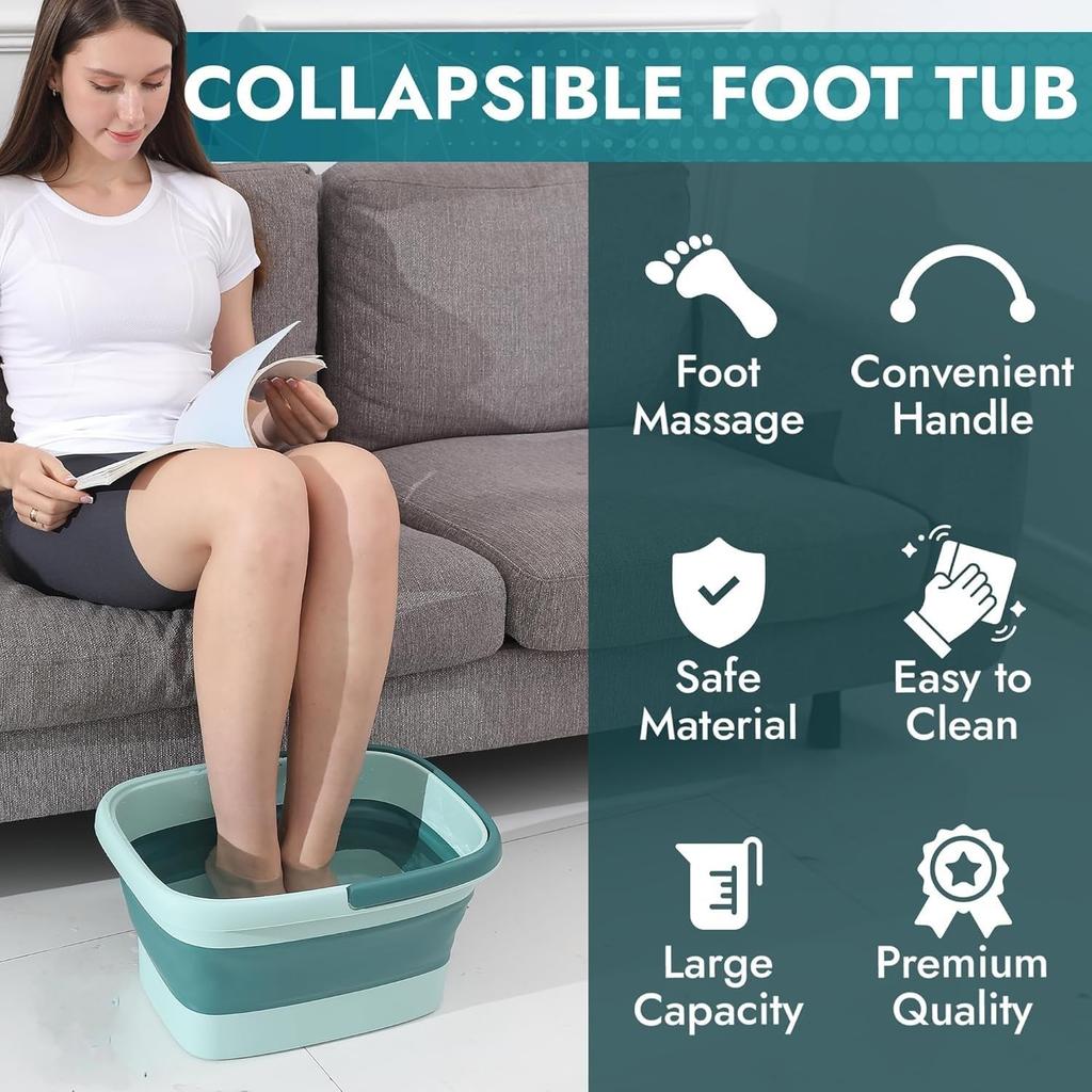 Clefairy Collapsible Foot Bath Basin for Soaking Feet,Pedicure Foot Spa, Foot Tub with Handles and Massage Acupoint,Multifunction Collapsible fee