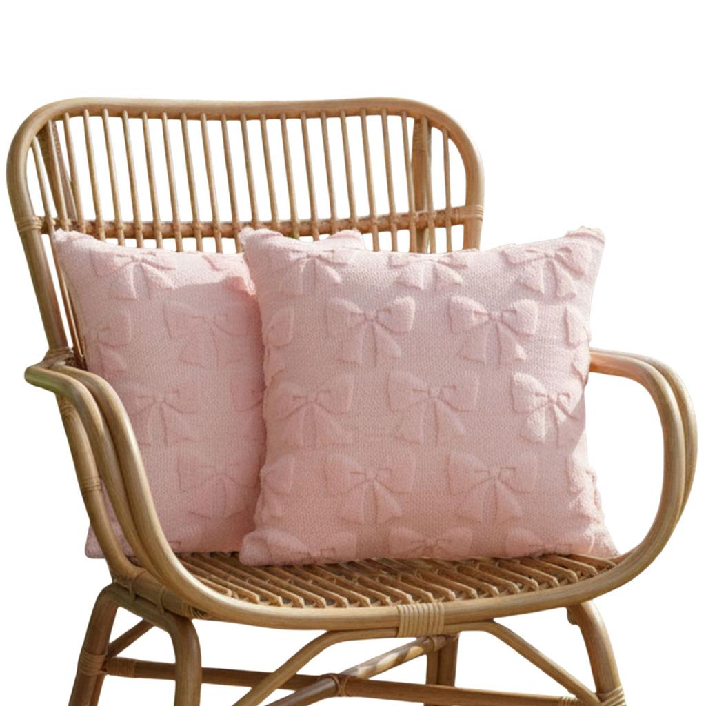 Cute Fluffy Bow Pillow Covers Washable Decorative Bowknot Pillowcase Multi-Purpose Valentine Plush Cushion Cover for Home Decor