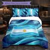 Argentina Football Pattern 3 Pieces Bedding Set Soft Microfiber Duvet Cover with Pillow Cases for Bedroom