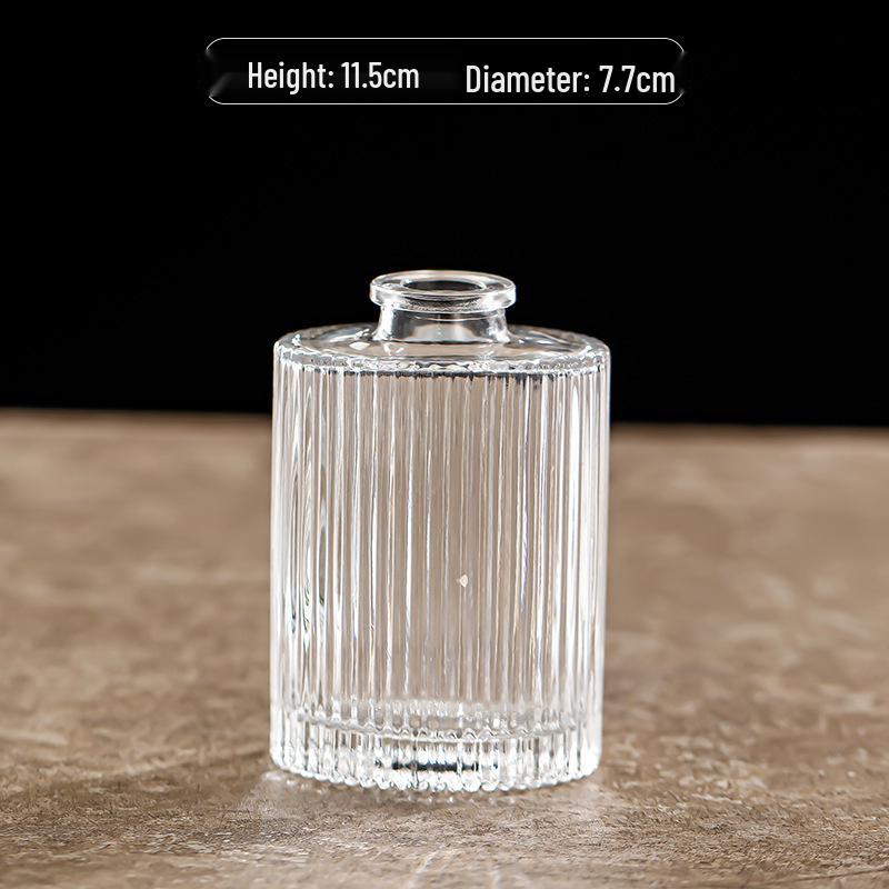 Retro Embossed Transparent Glass Vase: French-Inspired Luxury Home Decor for Living Room