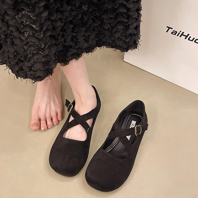 New Women Leopard Red Black Burgundy Velvet Round Toe Cross Strap Buckle Low Top Slip On Flat Mary Jeans Loafers Ballet Shoes