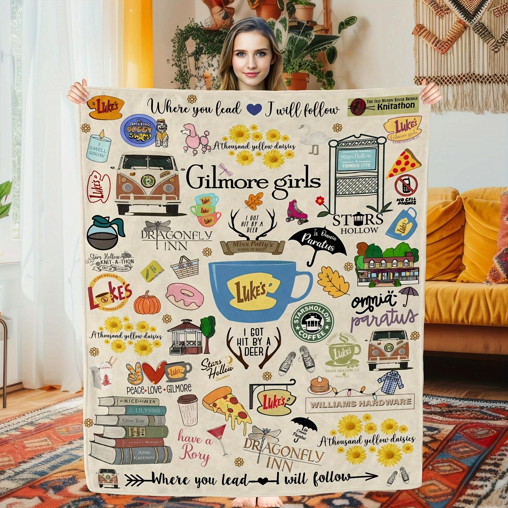1pc  TV Show Themed flannel Blanket - Super Soft with Luke s Diner, Stars Hollow &  Where You Lead  Quotes, 70x100cm
