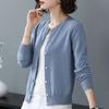 Autumn Knitted Jacket Sweater Cardigan Simple Temperament Round Neck Long Sleeve Loose Top