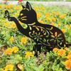 11,02x12,20 Zoll Schwarze Katzenstatue Metall Gartendekoration Hohlmetallornament Außendekoration