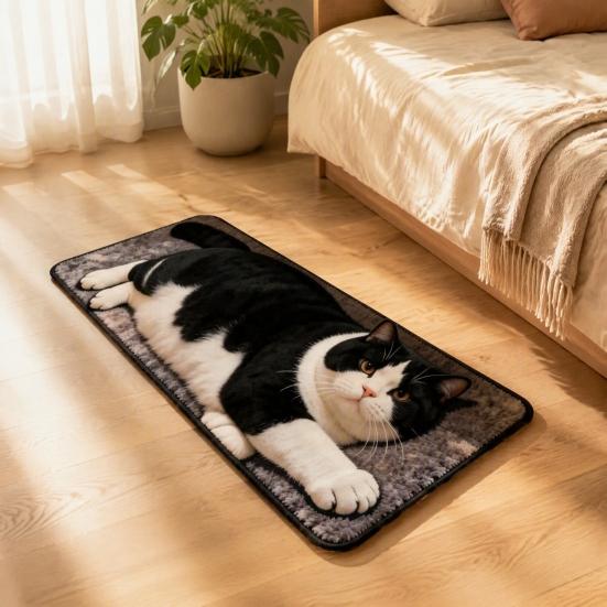 Quick Dry Bath Mat Cute Cat Shape Bathroom Rug, 3D Simulation Modeling, Soft Imitation Cashmere Rug Absorbent Floor Mat, Non-slip Decorative for
