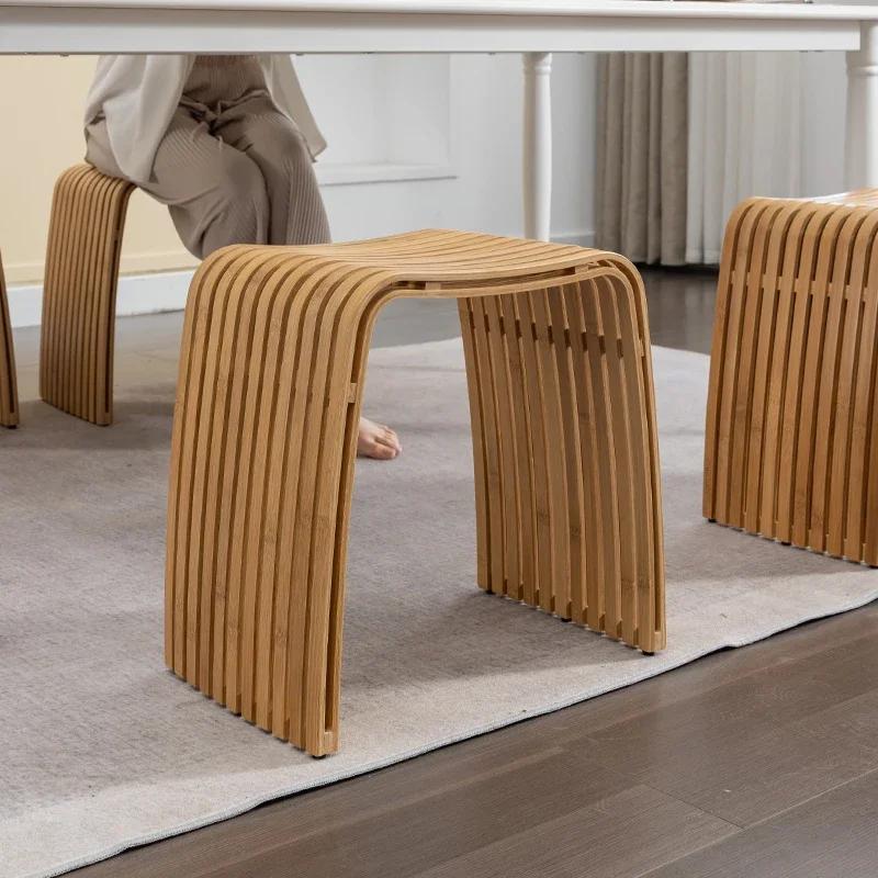 Sedia da toeletta in bambù Cerimonia Tempo libero Sgabello per cambiarsi le scarpe Sgabello da trucco Sgabello da bagno poggiapiedi mobili nordici