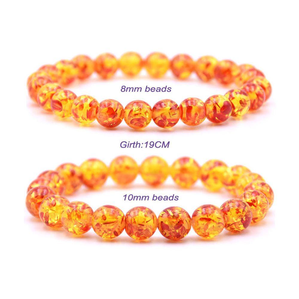 Women Charm Women's Natural 10MM Resin Amber Bangle Bead Round Bracelet Elastic