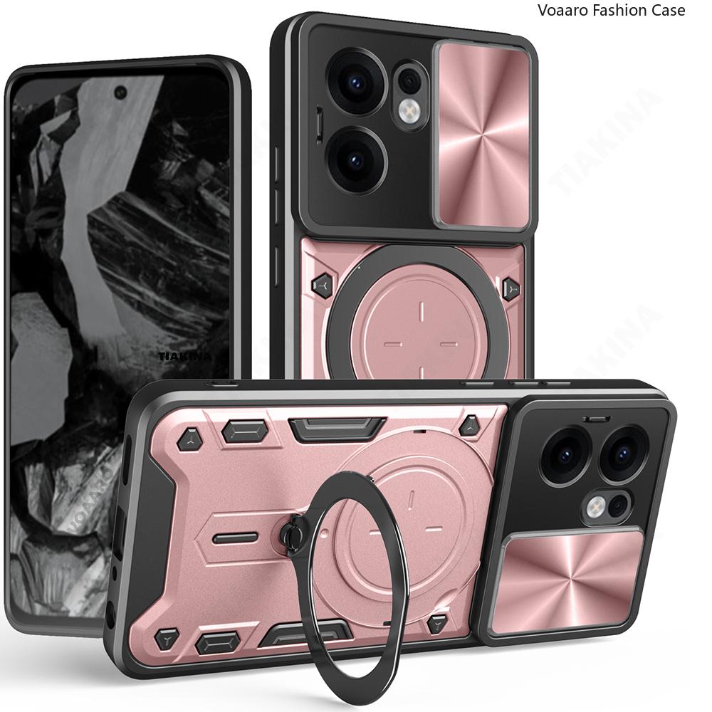 Slide Lens Push Window Armor Funda for OPPO Reno13 F Case for Reno12 Reno13 Reno 12 13 Pro F 5G Case Magnetic Ring Stand Cover
