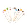 100Pcs Mix Fruit Bamboo Pick Buffet Cactus Leaves Cupcake Fruit Fork Salad Stick