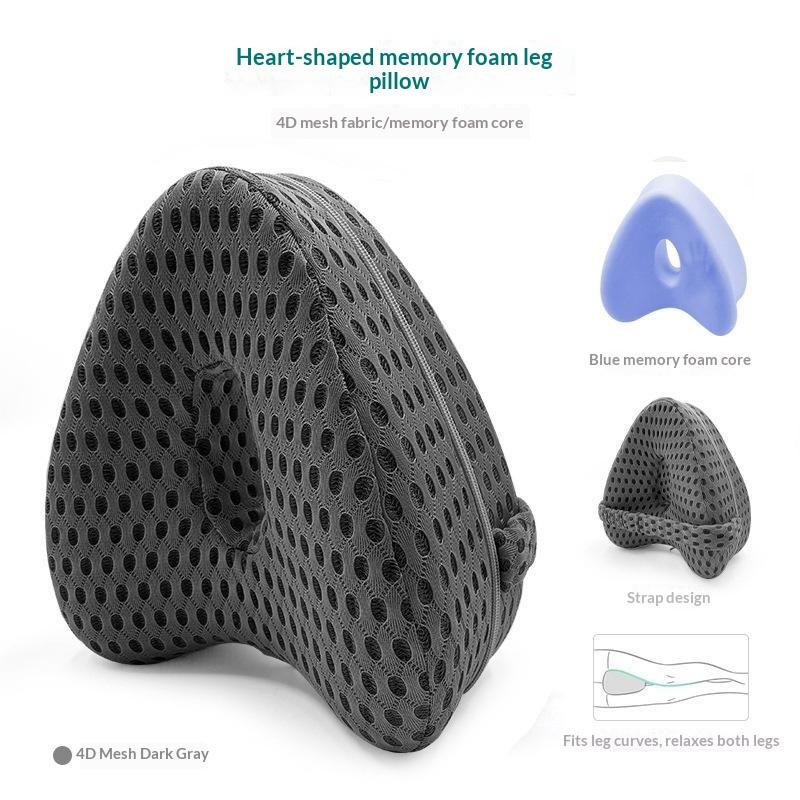 Heart Shaped Breathable Leg Pillow Orthopedic Memory Foam Knee Support Cushion for Elderly Side Sleepers Pain Relief