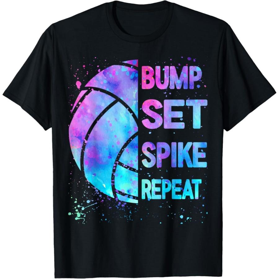 Volleyball Bump Set Spike Repeat Women Teen Girls T-Shirt(1) XXXXXL чёрный