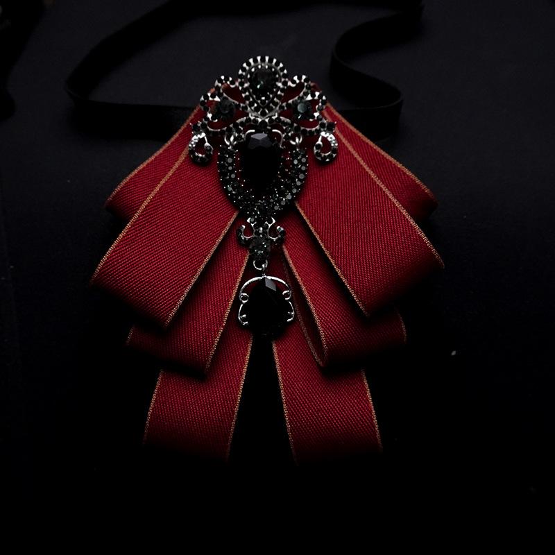 Detachable Bow Tie Brooch Silk Ribbon Collar Pin for Shirts & Blouses Fashion Floral Bow Clip for Women's Casual Outfit