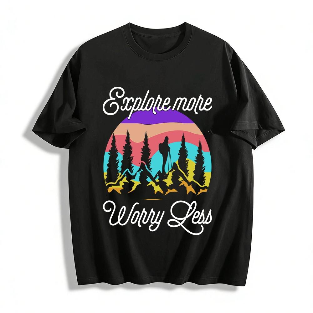 Outdoor Hiking Snow Mountain Landscape Print Casual T-Shirt Pure cotton T-shirt XXS