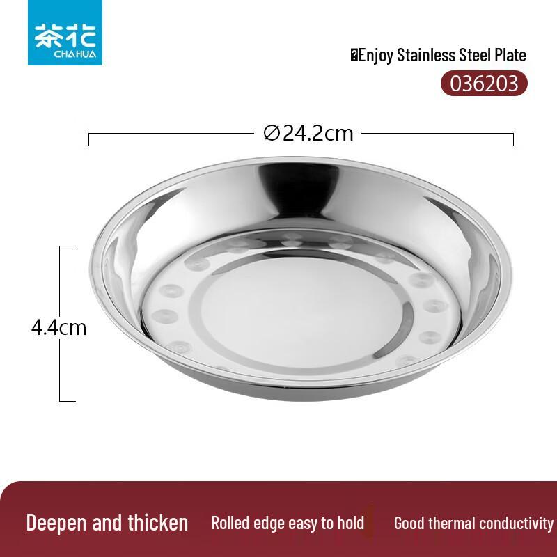

Chahua Zhenxiang 24.2cm Stainless Steel Round Plates (5-pack)