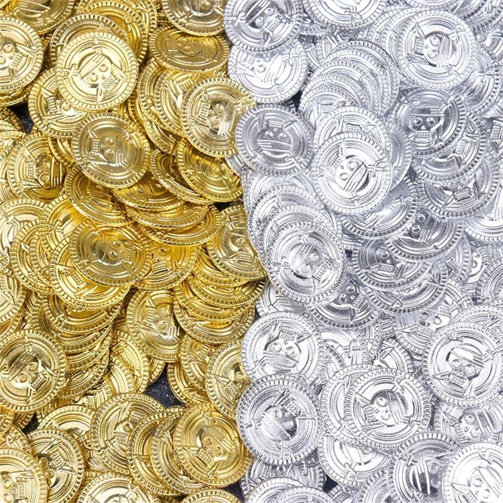 Gold Sliver Fake Gold Treasure Game Coin Halloween Gold Coin Pirate Gold Coins  Party Supplies